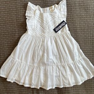 NWT OshKosh B'gosh Toddler 100% Cotton White Flutter Sleeve Tiered Dress 3T